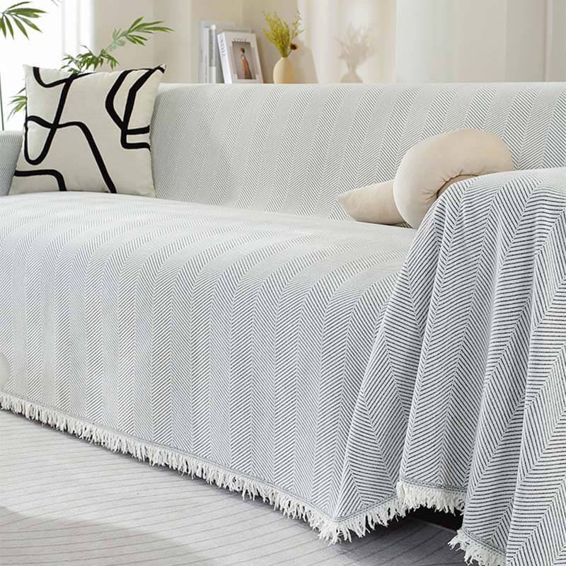 Cozy Woven Throw Blanket – Design with Decorative Tassels for Sofa & Living Room