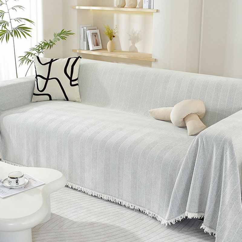 Cozy Woven Throw Blanket – Design with Decorative Tassels for Sofa & Living Room