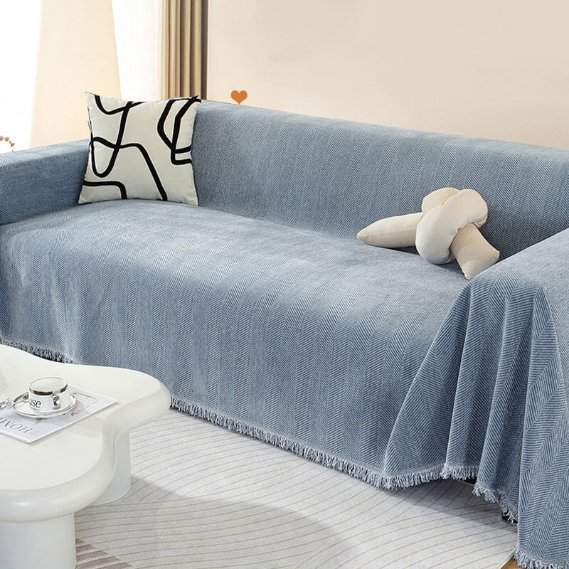 Cozy Woven Throw Blanket – Design with Decorative Tassels for Sofa & Living Room
