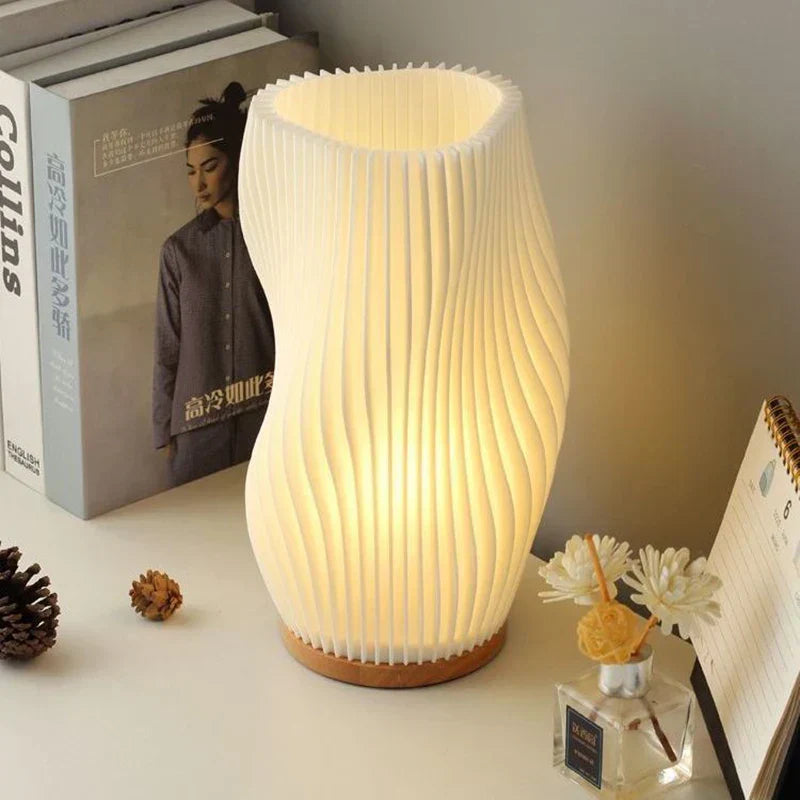 Modern Wave Table Lamp – Warm Ambient LED Lighting