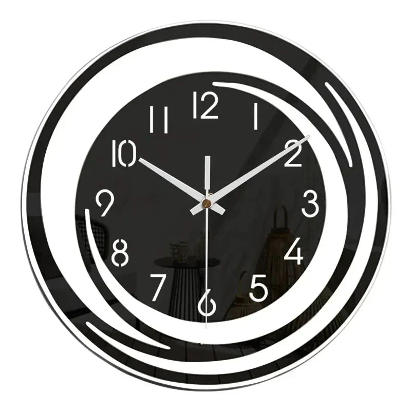 Modern Black Acrylic Wall Clock – Silent Minimalist Design