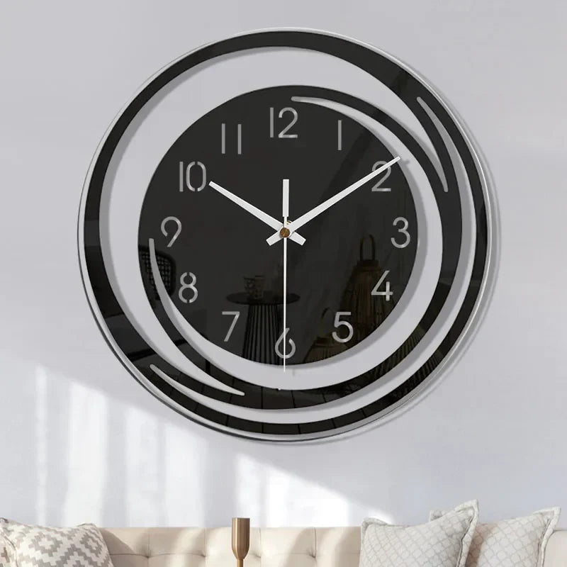 Modern Black Acrylic Wall Clock – Silent Minimalist Design
