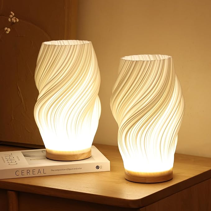 Modern Wave Table Lamp – Warm Ambient LED Lighting