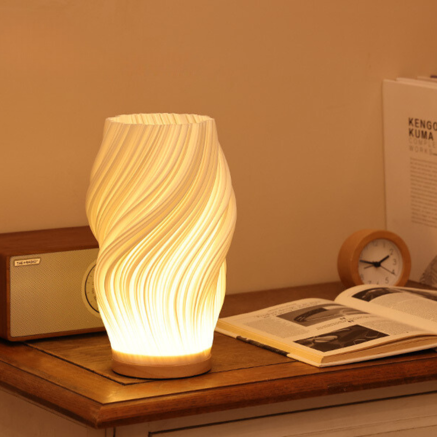 Modern Wave Table Lamp – Warm Ambient LED Lighting
