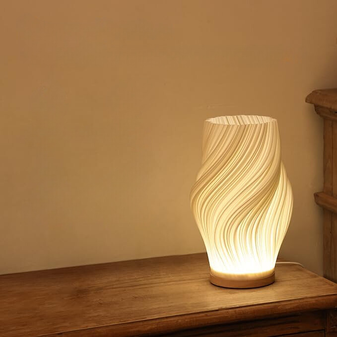 Modern Wave Table Lamp – Warm Ambient LED Lighting