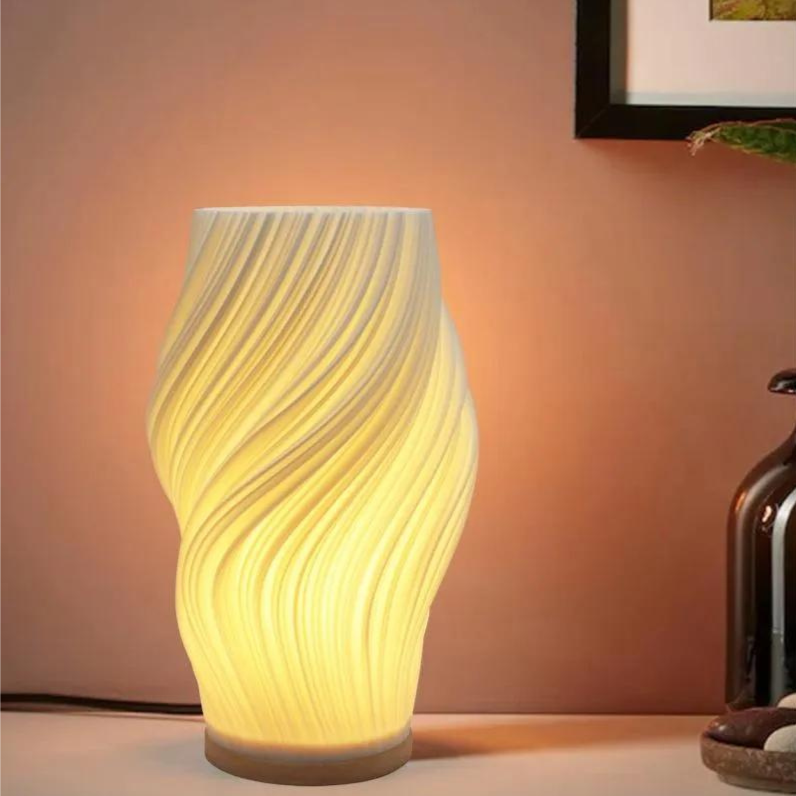 Modern Wave Table Lamp – Warm Ambient LED Lighting