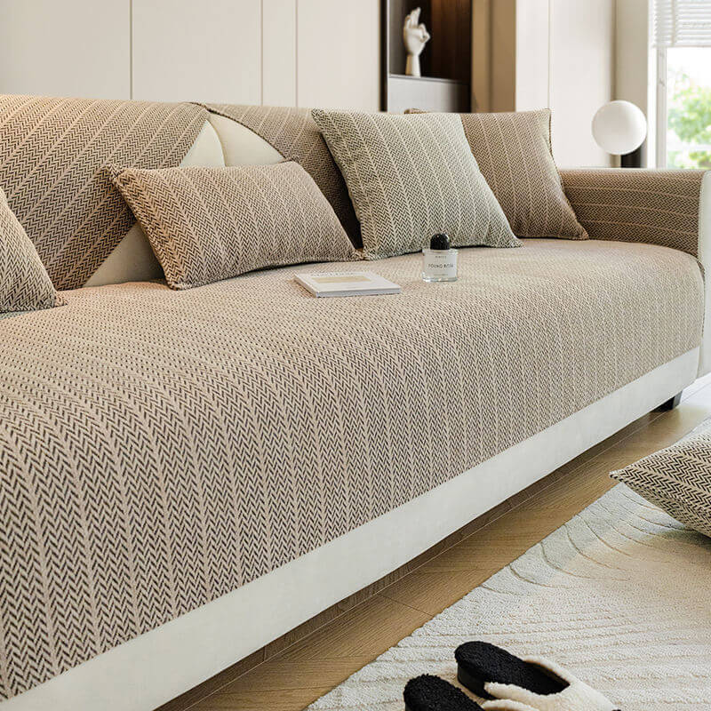 Chenille Sofa Protector – Solid Color Anti-Scratch Couch Cover for Everyday Use