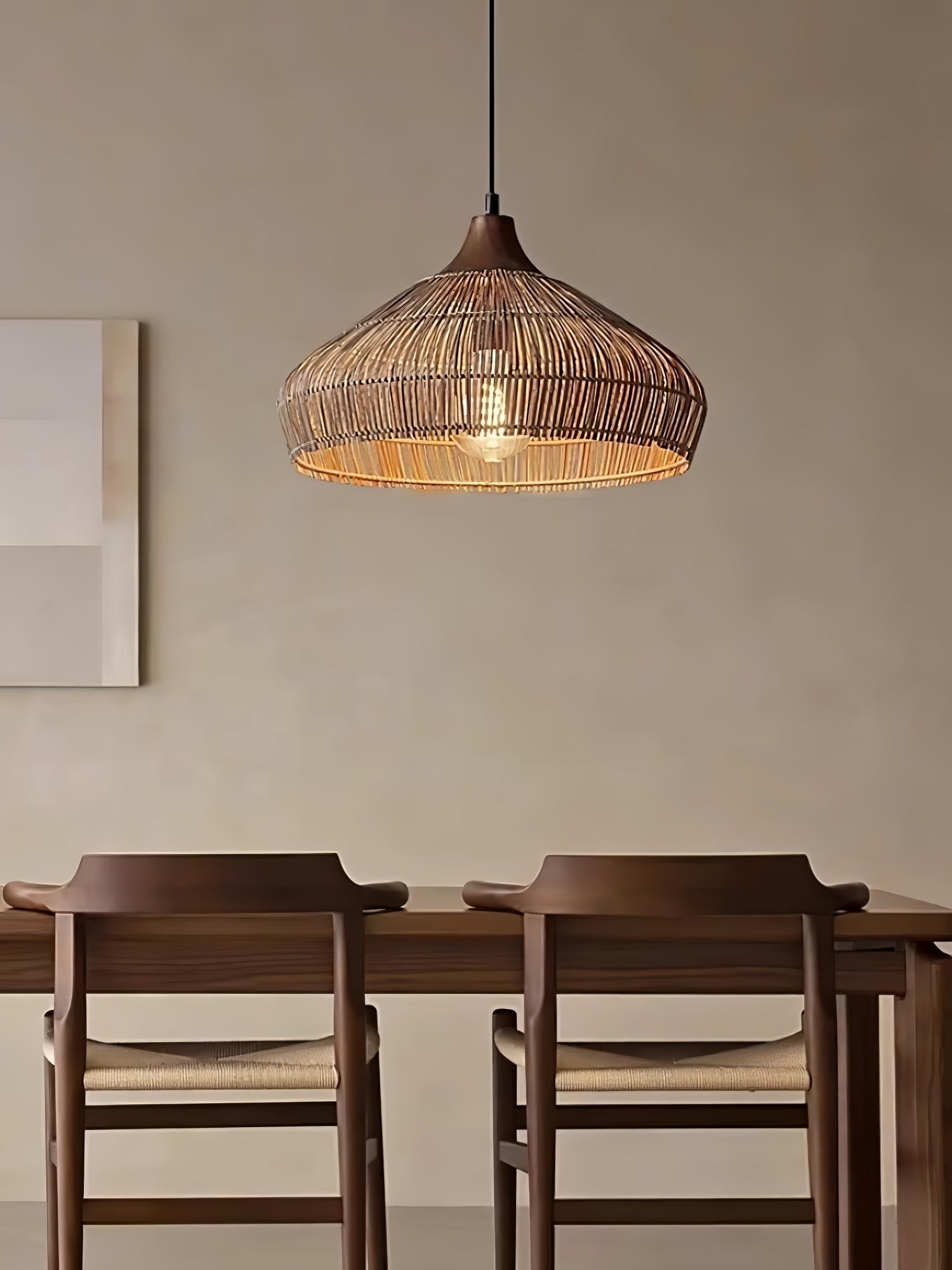 Wicker Rattan Pendant Light – Modern Hanging Ceiling Lamp