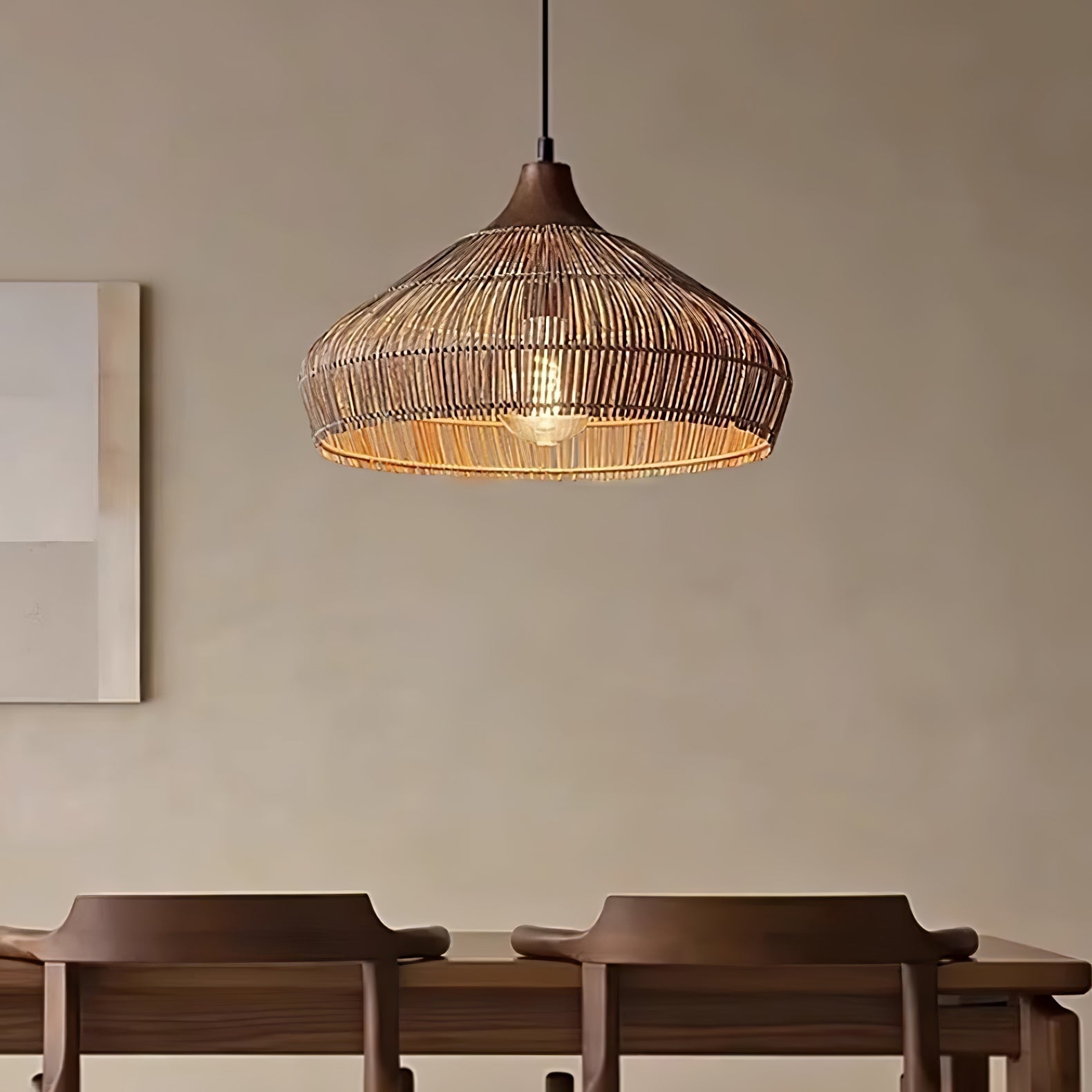 Wicker Rattan Pendant Light – Modern Hanging Ceiling Lamp
