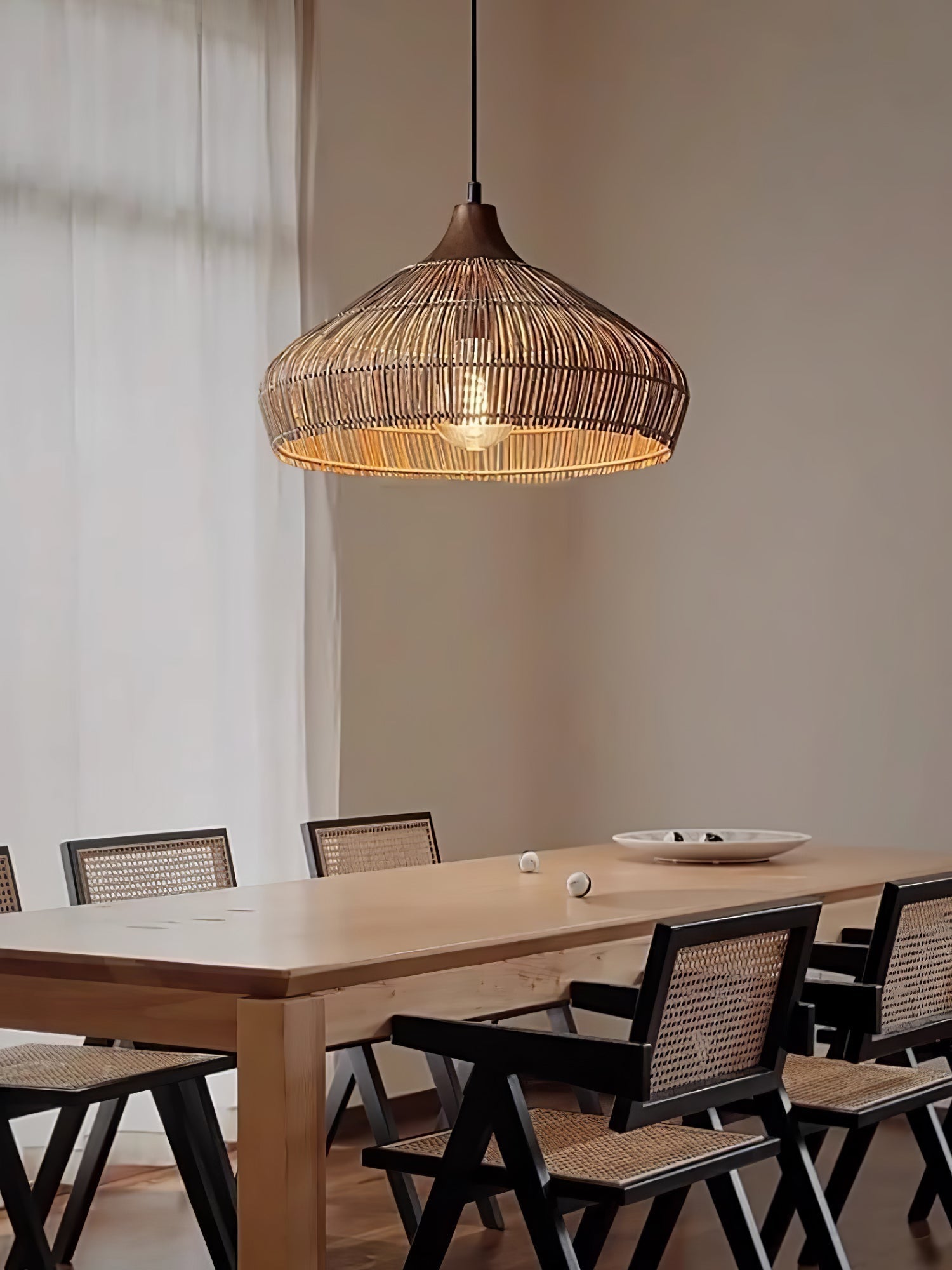 Wicker Rattan Pendant Light – Modern Hanging Ceiling Lamp