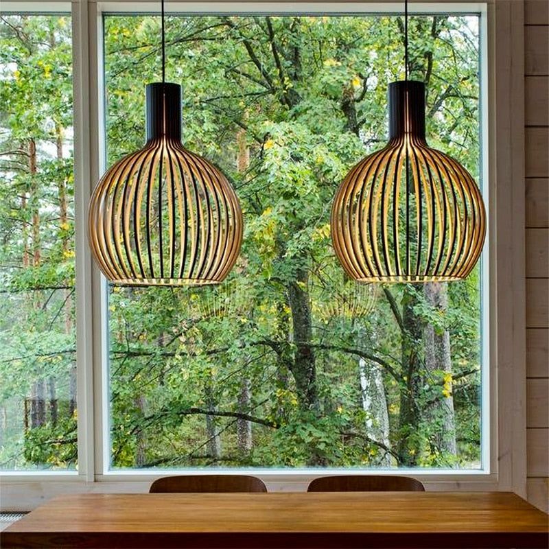 Nordic Wooden Hanging Lamp – Modern Minimalist Dining Room Pendant Light